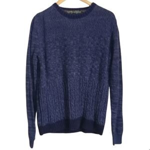 Men URBAN OUTFITTERS / KOTO Blue Cable Knit Cotton Crenwneck Sweater Size Medium